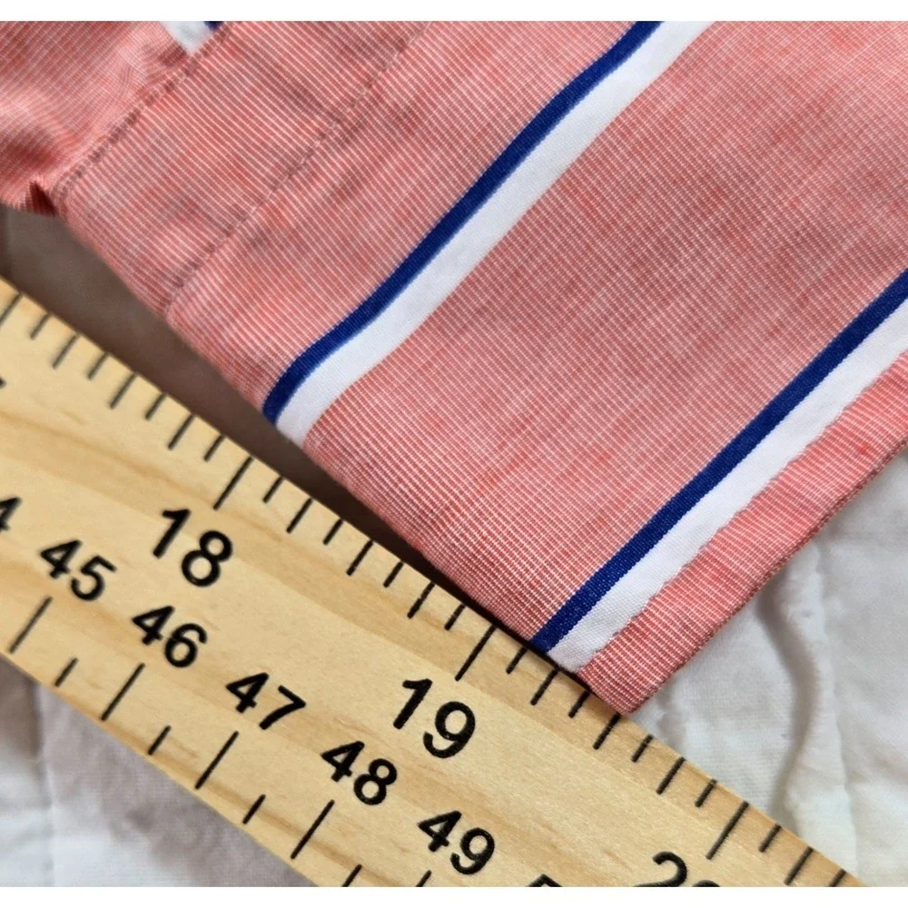Banana Republic Mens XXL Long Sleeve Dress Shirt Salmon Striped Standard Fit
